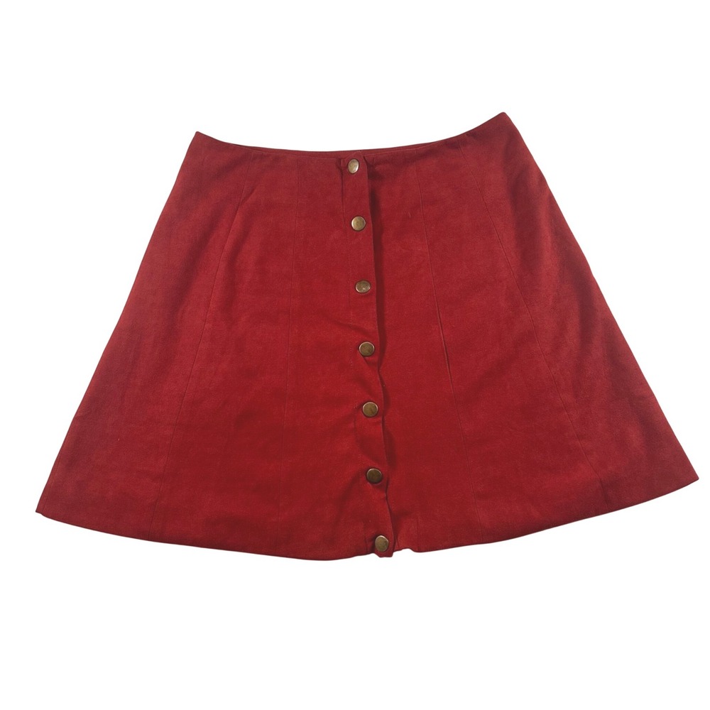 NWOT Mi Ami Francescas Rust Red Faux Suede Snap Front Mini Skirt Small Retro 70s